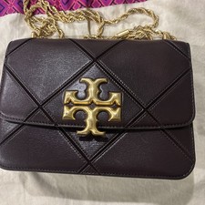 Tory Burch Eleanor Dark Brown Quilt Leather Shoulder/Crossbody Bag