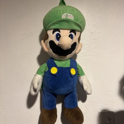 NINTENDO SUPER MARIO BROS LUIGI PLUSH DOLL ZIPPERED STASH BACKPACK 18''