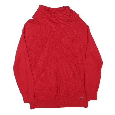 CALVIN KLEIN Herren Pullover rot uni Rollkragen Basic Strickpullover M Baumwollmischung