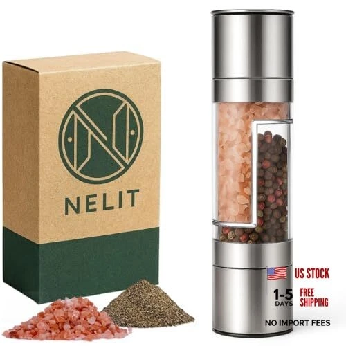 2-in-1 Salt and Pepper Grinder Set – Manual Stainless Steel Spice Mill with