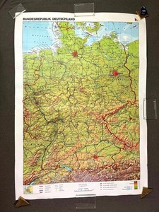 Big Germany Wall Map 4.5 FT Unification Poster 1990 Deutschland School Chart