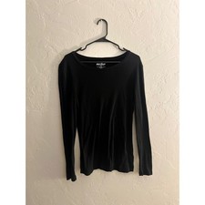 Perfect Long Sleeve Black Fitted Tee Shirt Womens Casual Basic Top