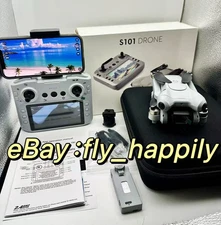 8K Brushless Dual Camera Drone with 4.3" Remote, Foldable Quadcopter 2 Batteries