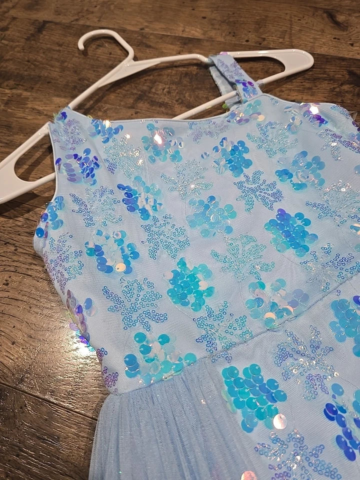 Rare Editions Girls Formal Dress Sz 10 Light Blue Sequin Sleeveless Tulle - Image 2 of 4