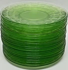 Lot of 22 Anchor Hocking Block Optic Green Depression Glass Dessert Plates 6¼"
