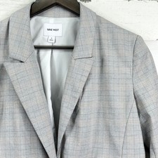 Nine West Womens Gray Plaid Blazer Business Career Office Jacket Size Small