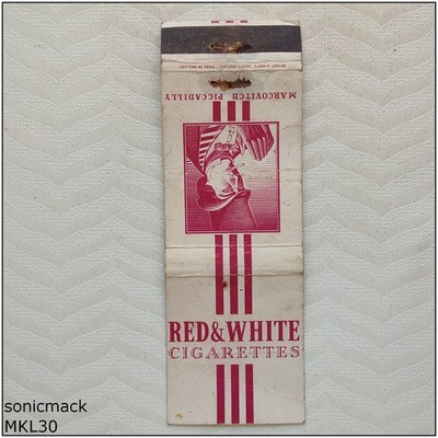 Red & White Cigarettes Marcovitch Piccadilly Cover Matchbook Label (MKL30)