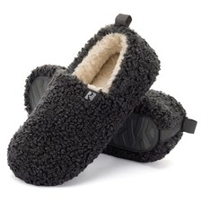 Women's Faux Shearling Dark Grey Closed Back Winter Slippers Size 11