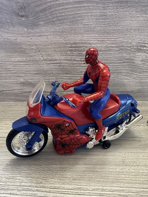 #ad #ad Spider man Bump N#x27; Go Cycle Motorcycle and Figure 2001 *Does Not Work* AS IS $14.88