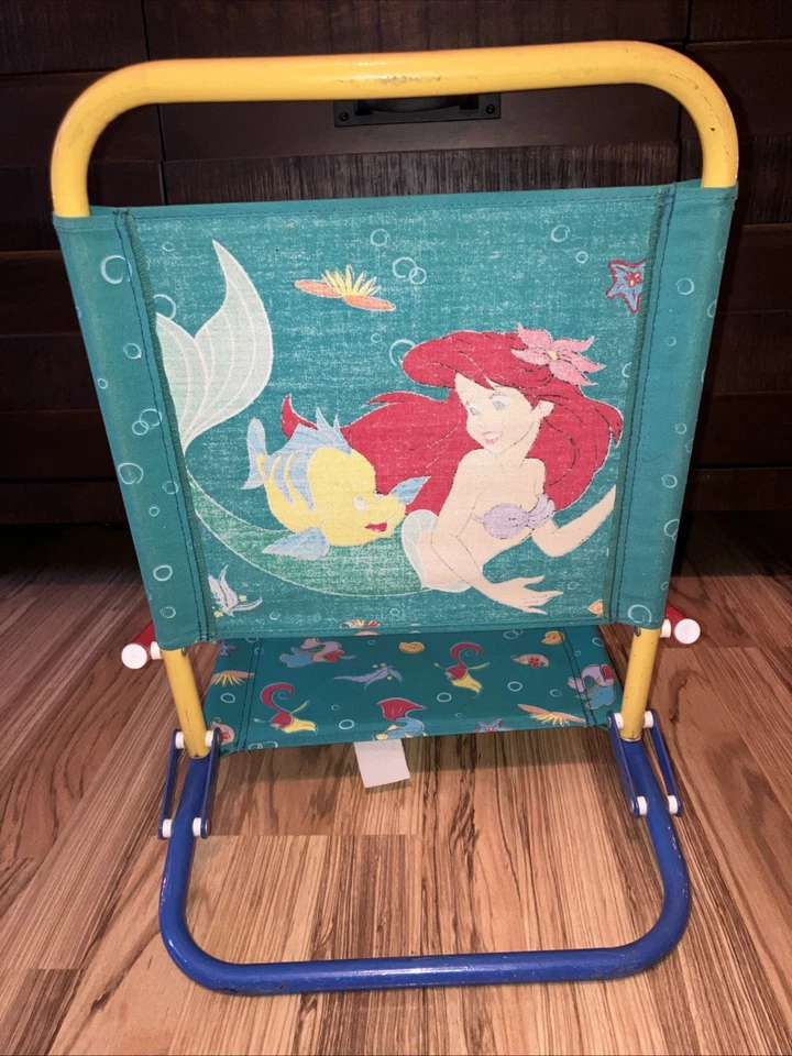 Silla de playa Sirenita Disney vintage años 90 silla plegable rara difícil de encontrar Foto 2 de 4