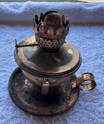 Vintage kleiner Kupfer Öl Laternenfuß ohne Globus