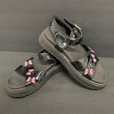 Wonder Nation Sandals Girl s Youth Size 4 Patent Leather Butterfly Black Buckle