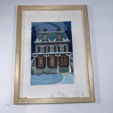 Peter Ashe Hand-Painted Needlepoint Canvas Victorian House Snowy Incomplete