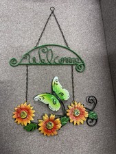 Metal Welcome Sign for Front Door Hanging Wall Decor Good Condition