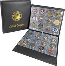 Challenge Coin Holder Album for 120 Coins, Tokens, Stamps & Medallions Display