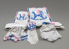 Vintage Baby Quilt 80s Crib Bedding Padding Sleep Sack Teddy Bear Hearts 7pc EUC