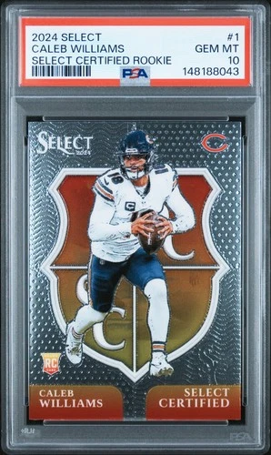 CALEB WILLIAMS 2024 SELECT CERTIFIED ROOKIE CHICAGO BEARS #1 GEM MT RC PSA 10