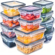 24 Piece Food Storage Container With Lids 12Containers + 12 Lids Plastic Food