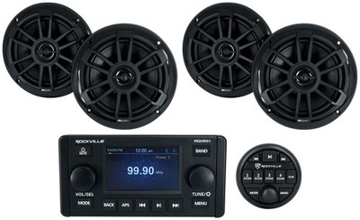 Rockville RGHR51 5 Zone Marine Bluetooth Receiver+Remote+(4) MB Quart Speakers