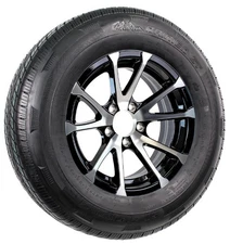 eCustomrim Radial Trailer Tire ST215/75R14 5 Lug Avalanche Black Aluminum Rim