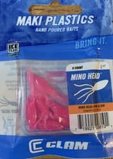 Maki PlasticBait #9810 Mino Head Pink Glow-1pk of 8pcs-New-SHIPS N 24 HOURS