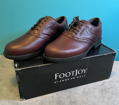 FOOTJOY GOLF SHOES #54324 SPIKE LESS CONTOUR SERIES BROWN LEATHER MENS 8.5W NEW