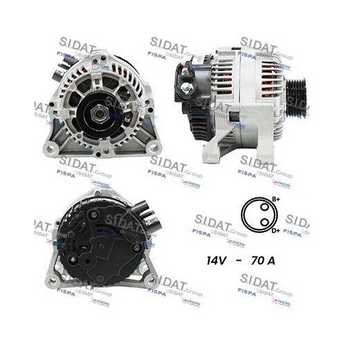 Alternateur Sidat A12VA0075A2 à régulateur intégré pour Lancia et Peugeot
