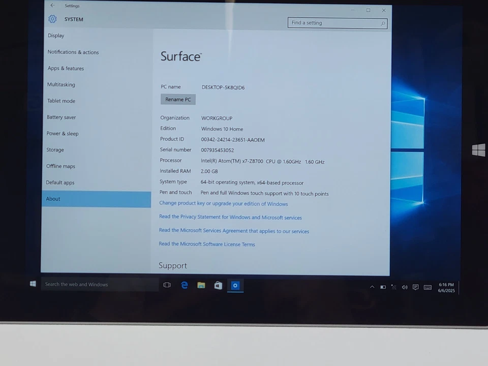 Tablet Microsoft Surface 3 (1645) 64 GB (solo Wi-Fi) 10,8" Windows - H1756 Foto 2 de 4