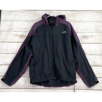 The North Face Hooded Windbreaker Jacket Men's Size L Black/Purple Colorblock