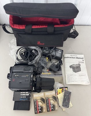 Hitachi VM-E25A 8mm Camcorder Lot w/ Bag, Light, Manual, 2