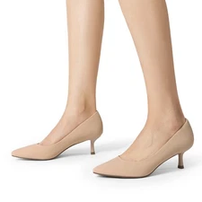 Women Low Kitten Heels Pumps Pointed Toe Party Dance Wedding Office Dress Pumps