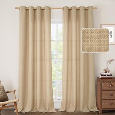 Natural Linen Curtains for Living Room 84 Inch Length, Grommet Light Filtering