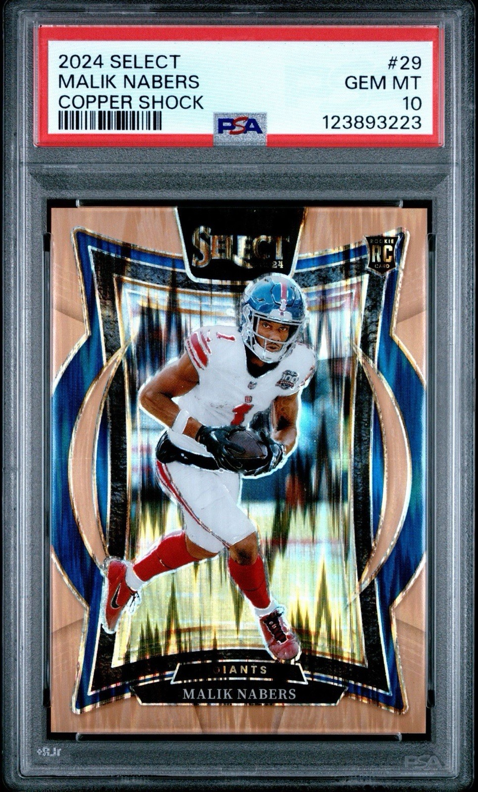 2024 Panini Select Malik Nabers Copper Shock /299 Concourse RC #29 PSA 10