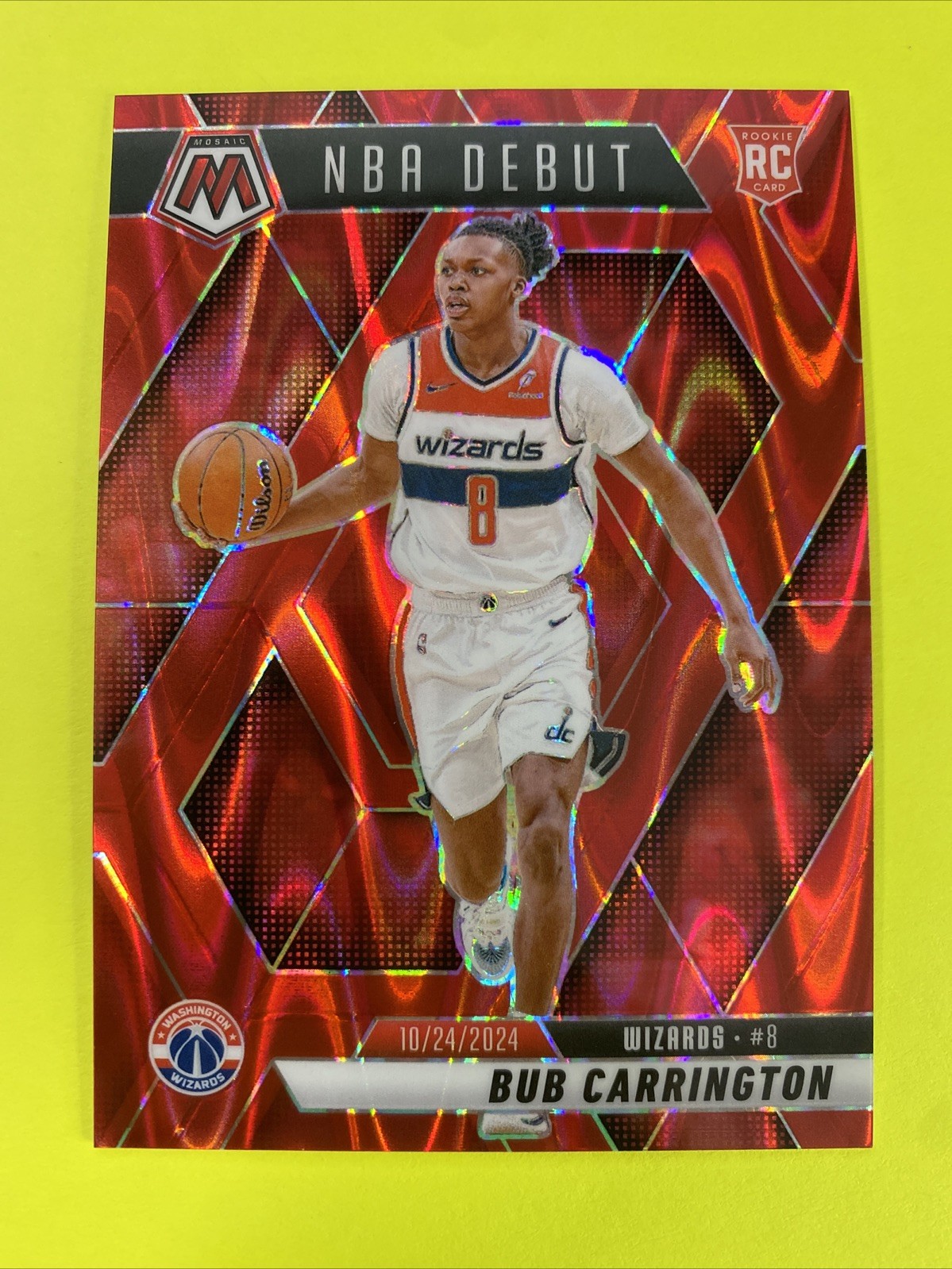 2024-25 Mosaic Basketball NBA Debut Red Seismic Bub Carrington #259 RC /299