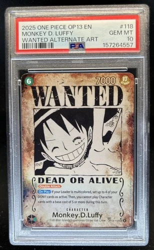 2025 One Piece Monkey D. Luffy Secret Rare Alt Art #OP13-118 PSA 10 GEM MINT