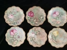 Antique Coiffe Limoges France - 6 Cabinet Plates-  Floral decorations