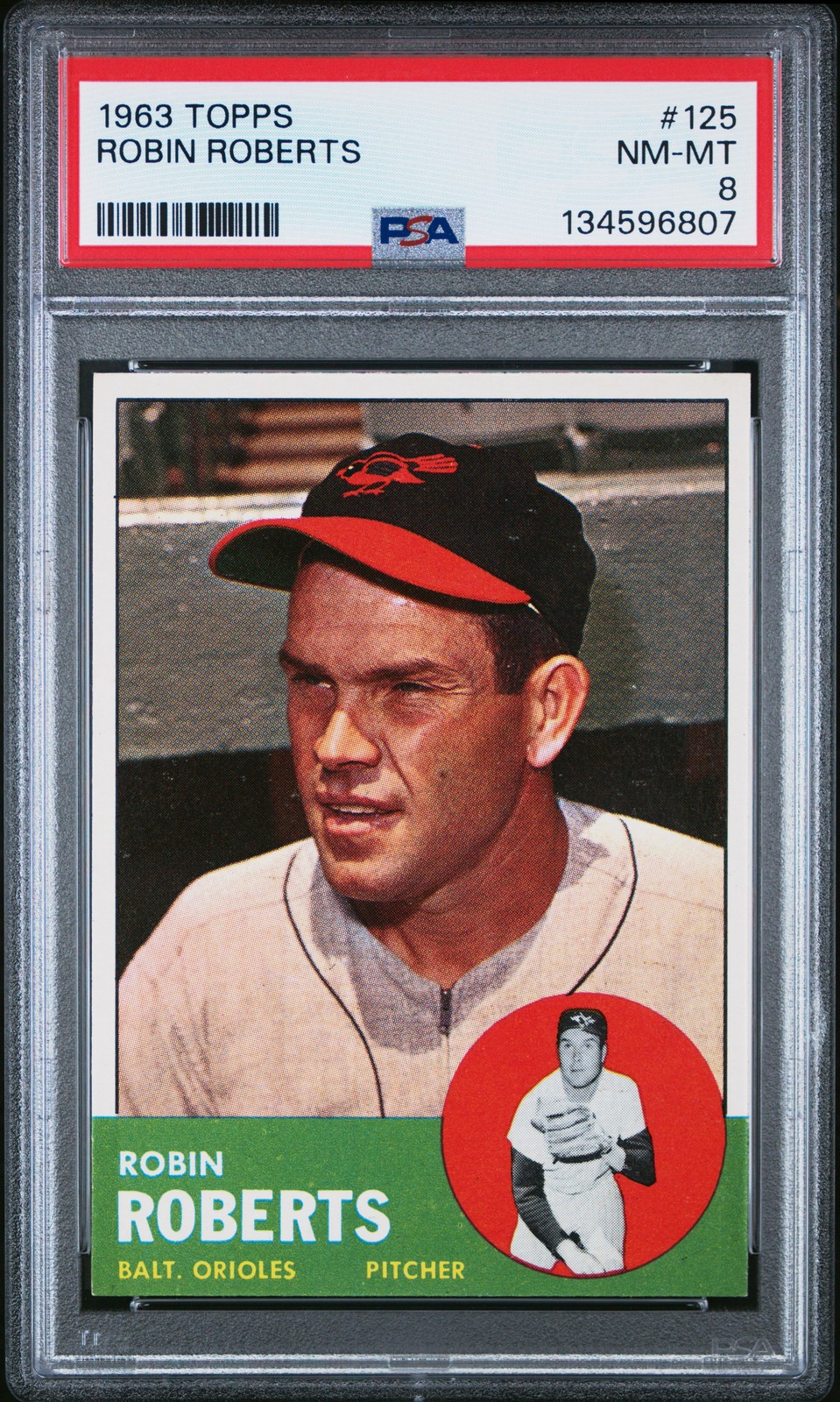 1963 Topps Robin Roberts PSA 8 Low Pop - Only 4 Graded Higher Nice Centering 125