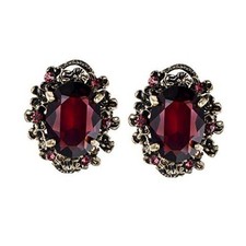 Women's Victorian Style Inspired Oval Stud Earrings Pirate Amethyst Color