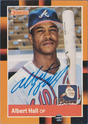 Albert Hall Signed 1988 Leaf Card - Braves - Autographed - ROOKIE