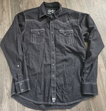Rock 47 Wrangler Shirt Black Snap Up Long Sleeve Mens XL