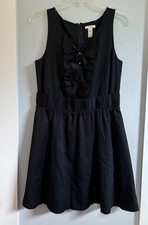 J.CREW Black Sleeveless, Size 8, Midi, Ruffled Front,
