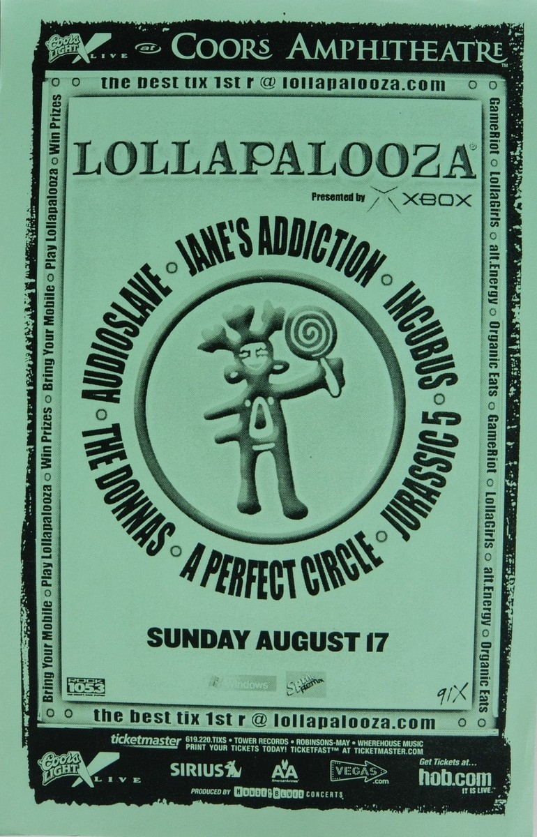 LOLLAPALOOZA 2003 SAN DIEGO CONCERT POSTER-Jane's Addiction