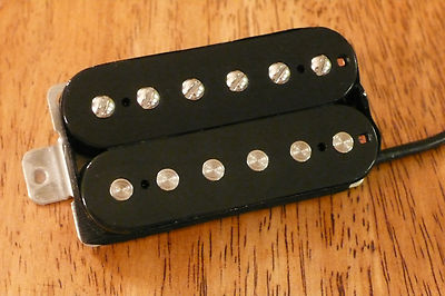 NECK HUMBUCKER PICKUP BLACK ALNICO 5 MAGNETS NICKEL SILVER BASEPLATE 4 WIRES