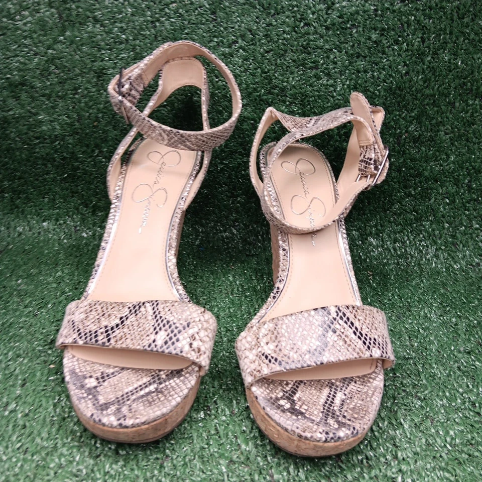 Zapatos Jessica Simpson Talla 9 M Estampado de Serpiente 4.5 Pulgadas Corcho Tacón de Cuña Envío Gratis Foto 4 de 4
