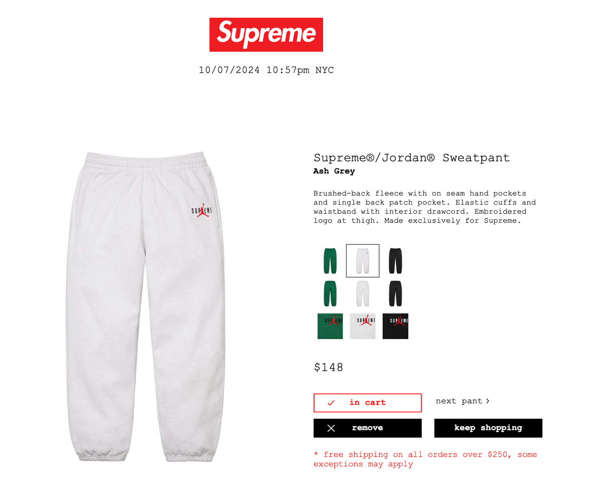 Supreme®/Jordan® Sweatpant Supreme-Jordan-Sweatpant-Black