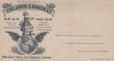 1900 Mo-Ko Steel Cut Cereal Coffee Letter Head & Envelope John F Bauer Co B1
