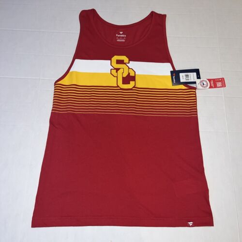 NWT Authentic USC Trojans Basketball Tank Top SHIRT MEDIUM Stripes NCAA Red