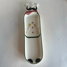 1992 OCI Fat Chef Relish Bread Cracker Ceramic Serving Tray Dish No Chips