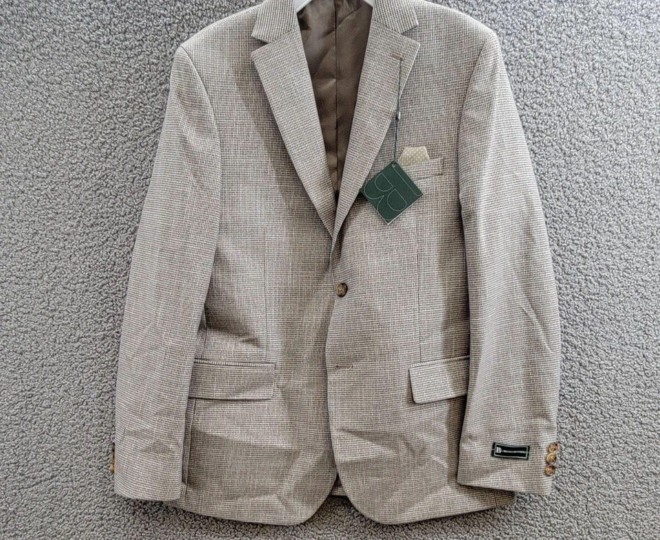 Jaqueta elástica clássica B By Brooks Brothers meninos grandes 18R marrom/creme G/S - Imagem 2 de 4