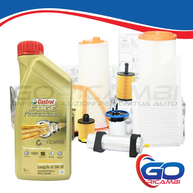 Kit Tagliando Olio Castrol Edge 5w30 5lt + 4 Filtri Wix Audi Tt Seat Leon Tiguan - Immagine 1